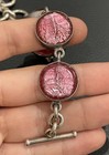 Red Glass Link Bracelet Vintage Sterling Toggle Clasp Italy Heavy Quality Look — photo 4