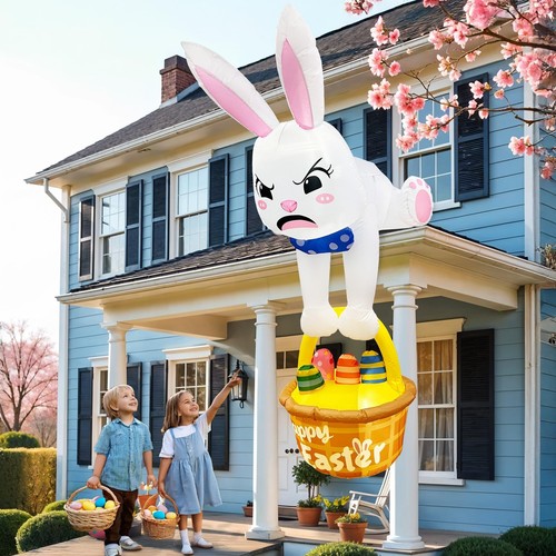 8FT Easter Inflatables Outdoor Decorations, Climbing Inflatable Easter Bunny ...