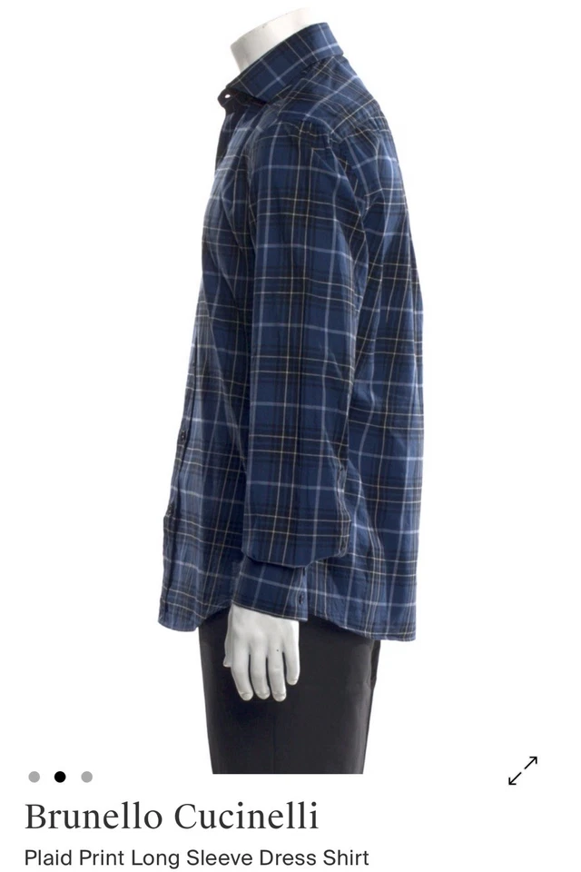 Medium BRUNELLO CUCINELLI Check Button Shirt - Image 2 of 4