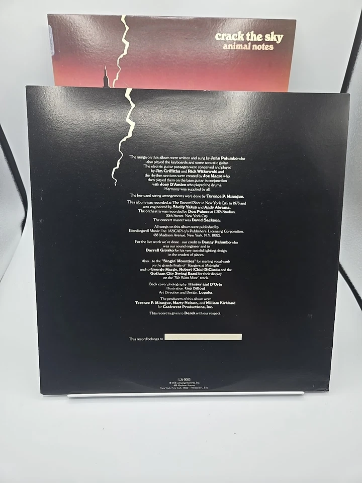 Crack The Sky-Animal Notes 1976 1st Pressing Near Mint Record Vinyl LS6005  - Image 3 of 4