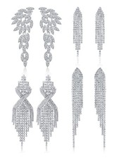 THUNARAZ 4 Pairs Silver Clip on Earrings for Women, 1 cm x 1 cm,
