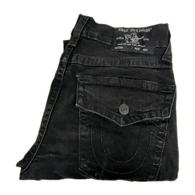 True Religion Ricky Flap SN Straight Relaxed Leg Jeans Black Men 33x33 Excellent
