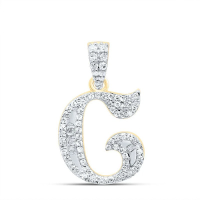 10K Gelbgold Diamant alte englische Blockschrift Initiale C Anhänger 1/4 ct klein