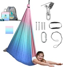 Indoor Sensory Swing for Kids or Outdoor   Holds 300lbs, Pink Teal Lavender