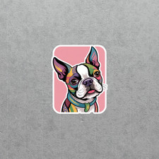 Colorful Boston Terrier Art Sticker - Vibrant Cute Dog Decal 7095