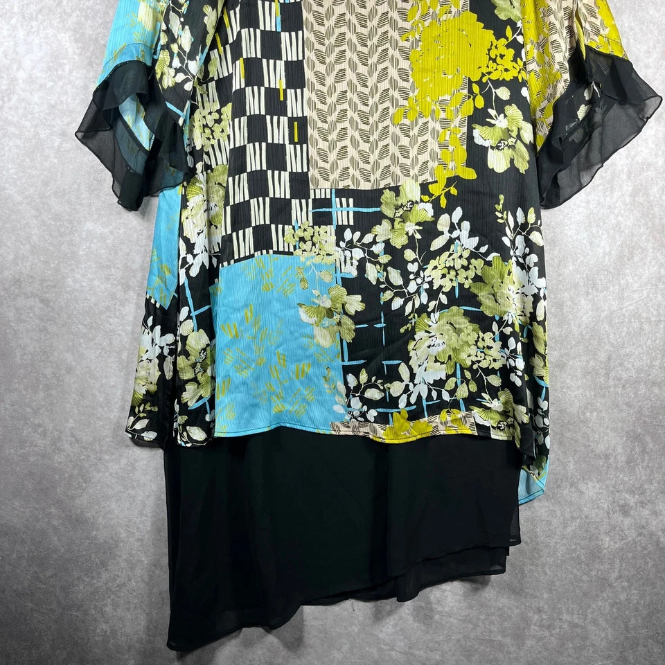 Vestido Colección IC Connie K Pequeño Multicolor Floral En Capas Artístico Moderno Maduro Foto 3 de 4