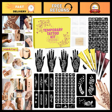 126 PCS Temporary Tattoo Stencils Kit with 2 Color Ink  Gloves - DIY Body Art