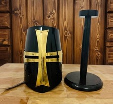Medieval Templar Crusader Helmet with Free Wooden Stand
