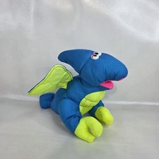10" Fisher-Price Dinosaur Vintage 1992 Puffalump Blue Dragon Plush Sound Works