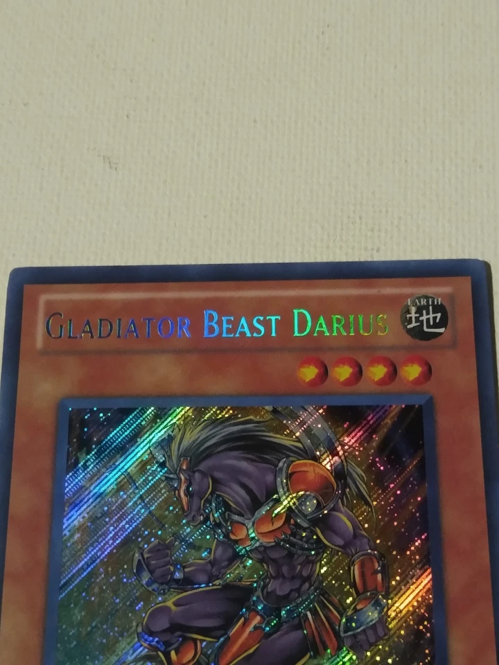  Yu-Gi-Oh! Gladiator Beast Darius LCGX-EN244 1st Ed Secret Rare Played  - Image 3 of 4