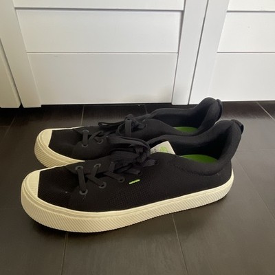 Cariuma Ibi Bamboo Lace-Up Sneakers Black/White/Green Men's US 12 EU 45.5