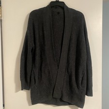 Lululemon Merino Wool Blend Gray Cardigan Open Front Pockets Classic Cozy Soft M