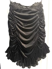 Punk Rave Gothic Draped Victorian Velvet Mini Skirt Black XS