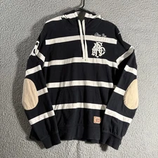 Akoo Pro Football Club Striped Elbow Patched Sporty Embroidered Logo Hoodie XL