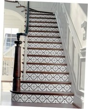 Stair Riser Decals - Black Patterns Stair Stickers Murals Peel 13Pcs Lt5462