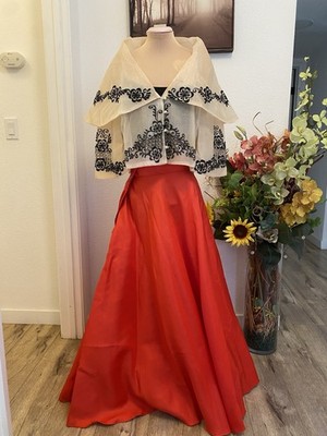 Filipiniana Maria Clara 2XL Bolero Set With Size 32 Inches Maxi Red Skirt