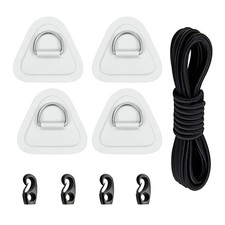 4 Pack Stainless Steel D-Ring Triangle Patch with 2.5m Black Bungee Cord,4Pcs...