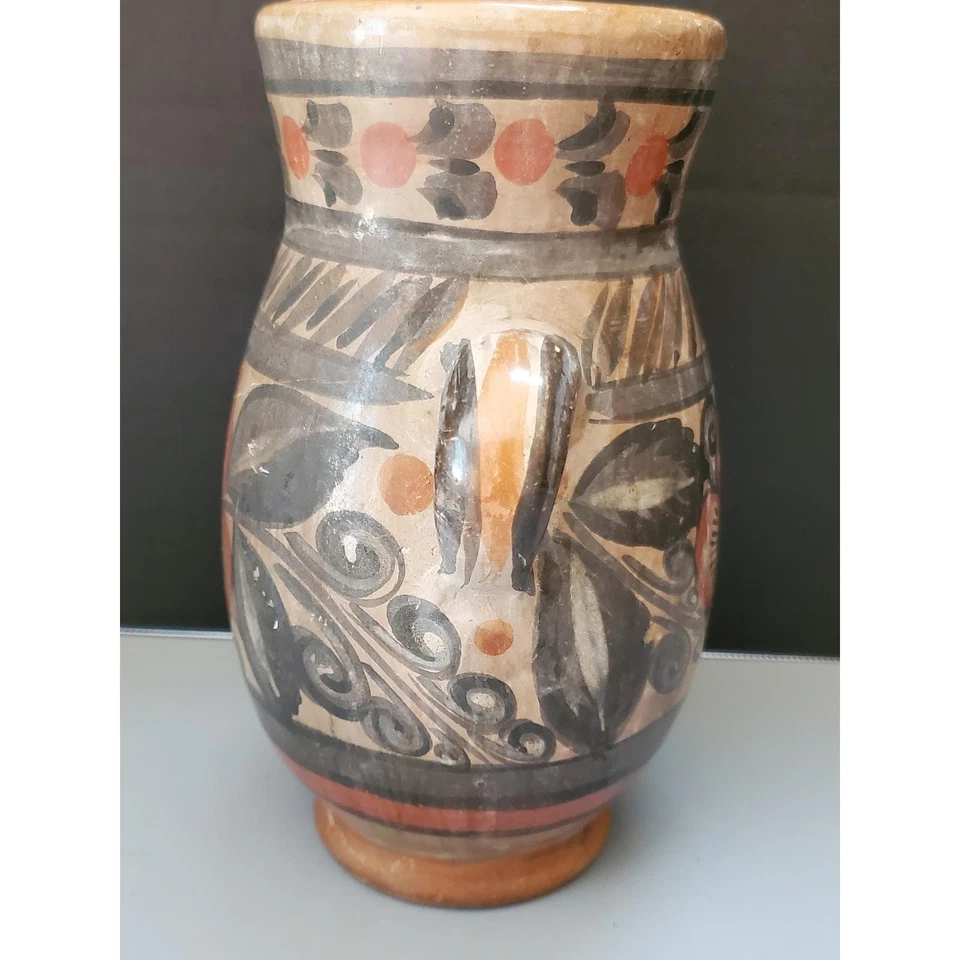 Jarrón de cerámica vintage de México diseño floral pintado a mano arte popular decoración Foto 2 de 4