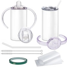 Sublimation Blanks Skinny Sippy Cups, 12oz Spill Proof Stainless Steel Insula...