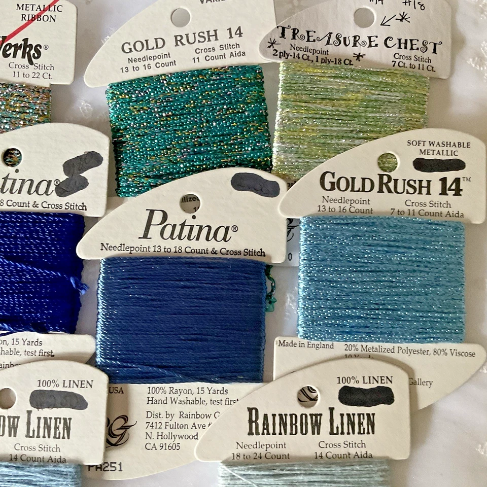 Needlepoint Embroidery Thread Lot of 8 Asst Color Solid Metallic Rainbow Gallery - Image 3 of 4