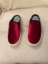 River Island Red Velvet Slip-On Trainers – UK 5 (Brand New)