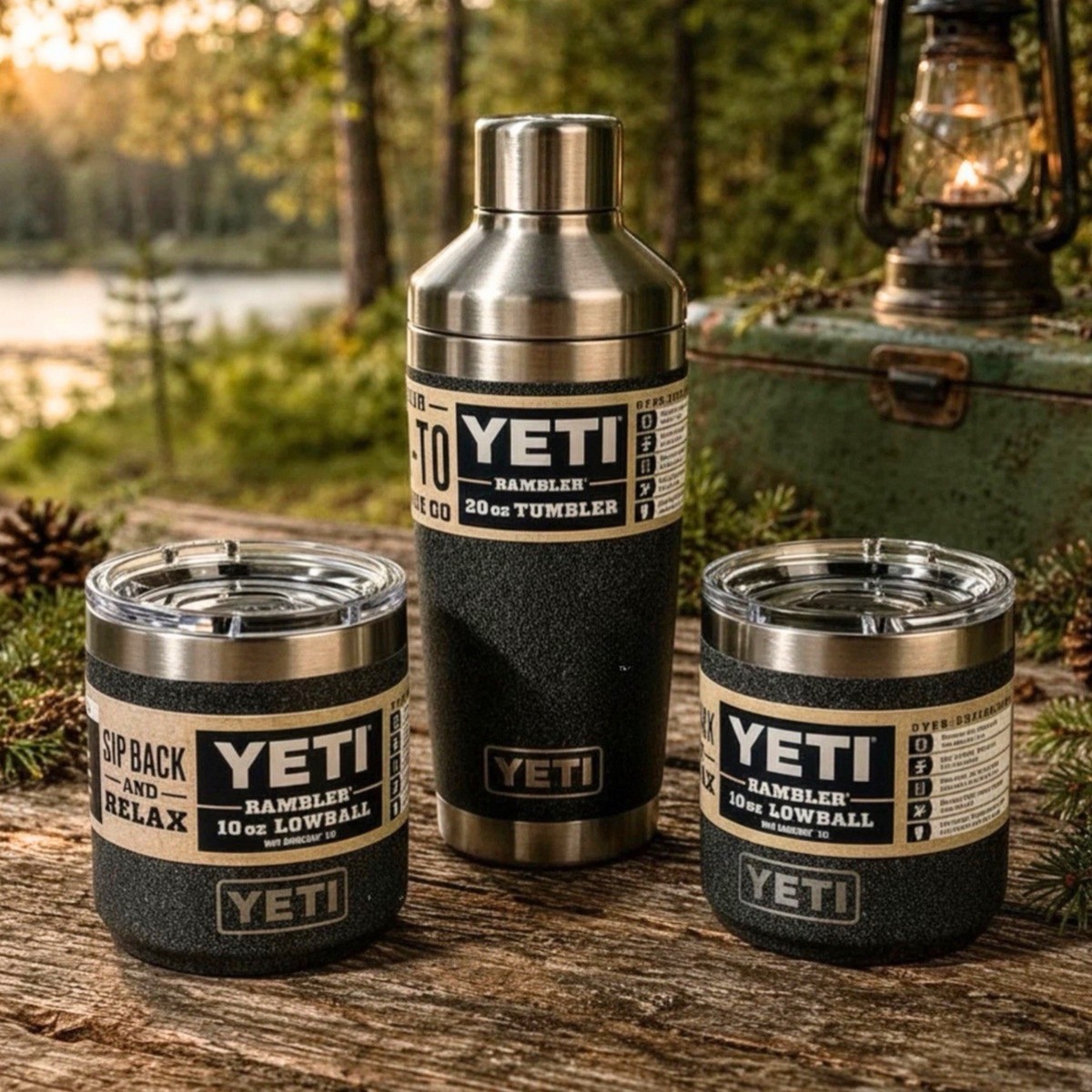 YETI Black Stone Cocktail Shaker Set w/ 2 Lowball Tumblers