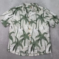 Paradise Found Mens XL Hawaiian Shirt Palm Tree Print Short Sleeve Button Up