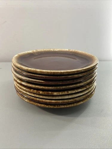 Vintage Platzgraff  Brown Drip Glaze Desset Plate Made in USA 7.25” Round