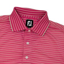FootJoy Men's Medium Pink Mint Green Striped Golf Polo Shirt Short Sleeve