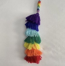 New Rainbow Tassel Bag Charm or Keychain Handmade