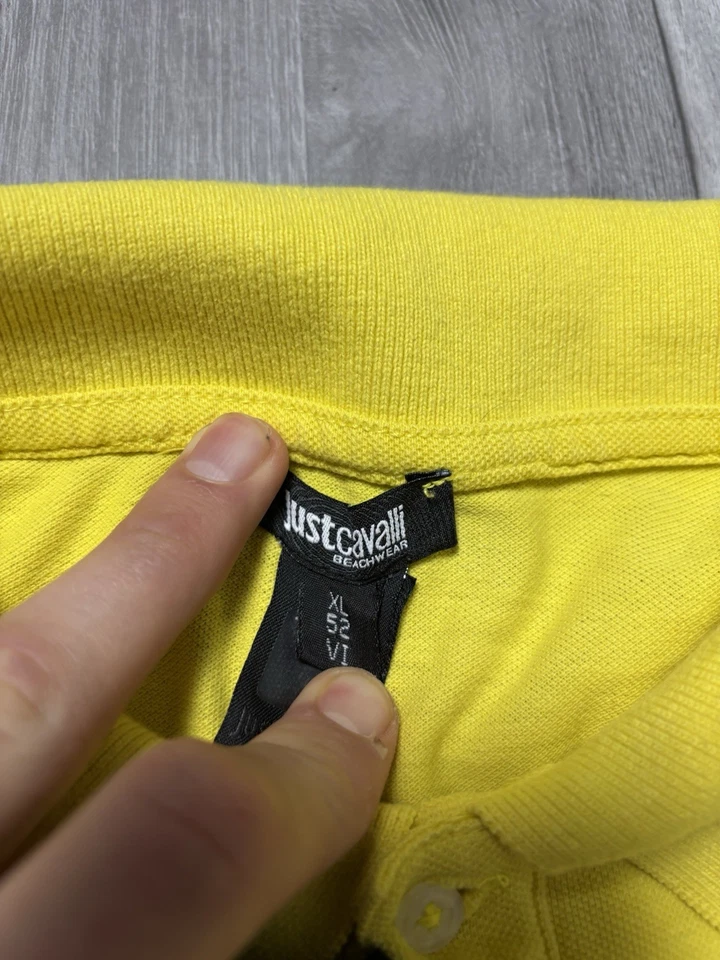 Just Cavalli Beachwear Men's Polo Shirt - Yellow - Size XL (IT 52) - Authentic - Bild 2 von 4