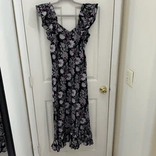 NWOT Mille Resort & Travel Klara Dress Sz Small Floral Tropical Night BlockPrint