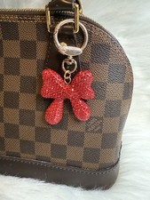 Red Bow Keychain Bag Charm Bling Rhinestones Purse Charm Keyring Birthday Gift