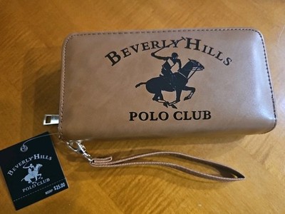 Beverly Hills Polo Club Women's Wristlet Wallet 2 Zipper Pockets Spacious Brown
