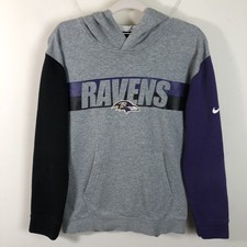 Nike Baltimore Ravens NFL Hoodie Sweatshirt Youth Sz L 14/16 Gray Black Purple