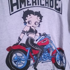 Vintage Betty Boop Harley Davidson Lake George NY T Shirt 90s Large Made In USA