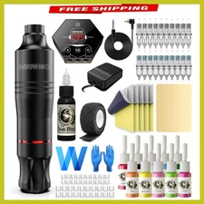 Luxury Rotary Tattoo Pen Kit with 20 Cartridges & 10 Inks for Creative Artists