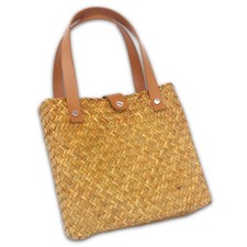 Straw Bag for Women, Natural Straw Handbag Beach Purse with Top Handle No Lin...