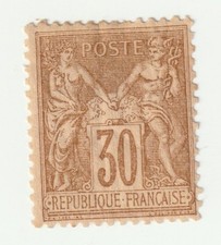 ♣ Timbre France Classique Sage N° 80 Neuf * 30c Bistre jaune Beau