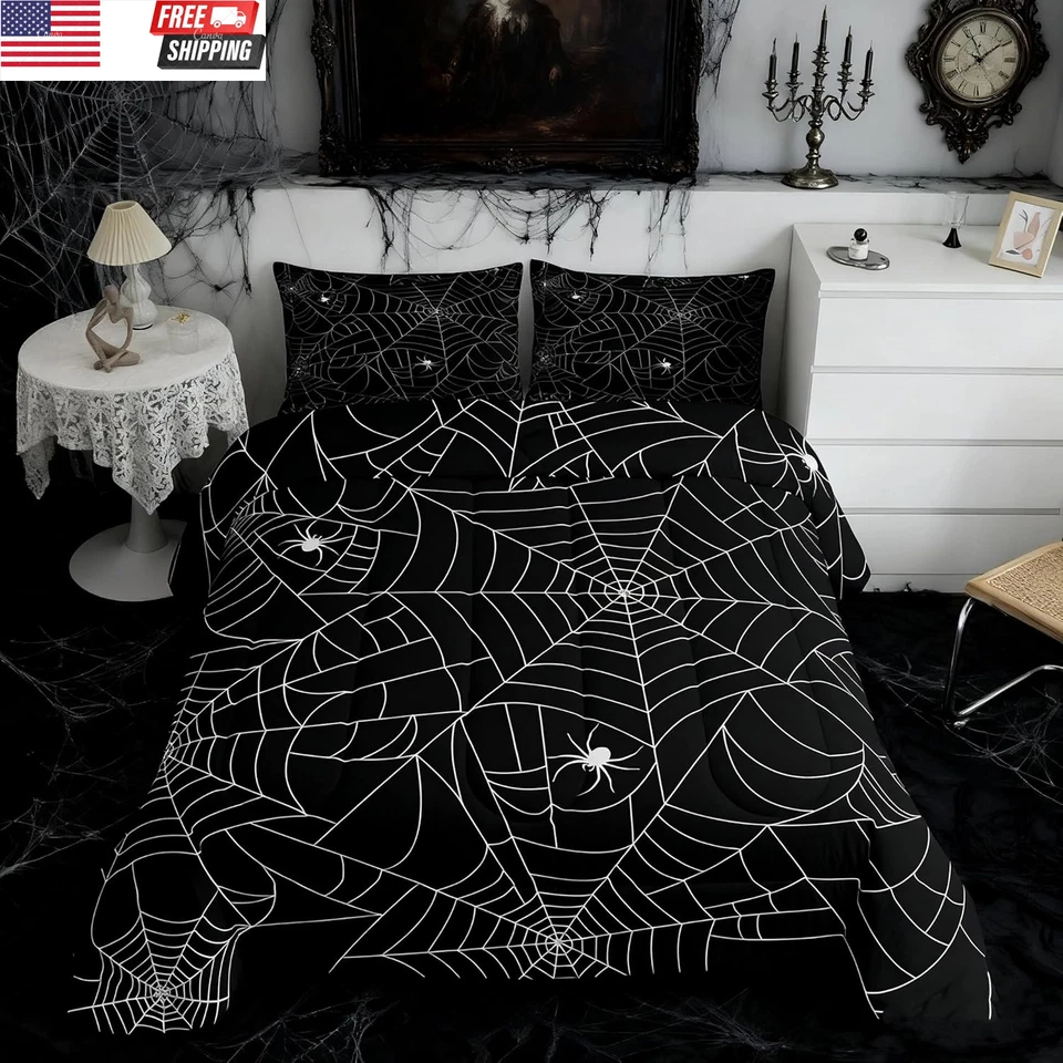 Boys Spider Web Printed Comforter Set for Kids Girls Full Halloween Themed Comfo - Image 2 of 4