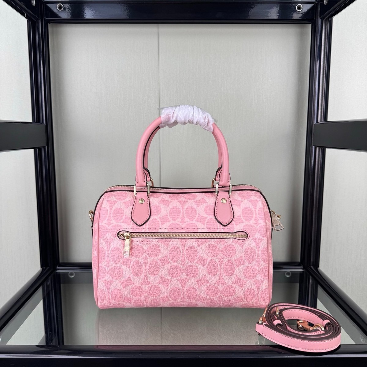 COACH Roan Satchel Bag Signature Canvas Powder Pink CV961 Outlet