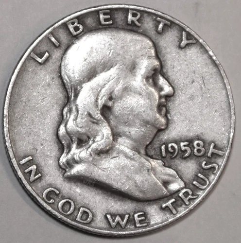 1958-D Franklin Half Dollar - Circulated - VF - #0542EB