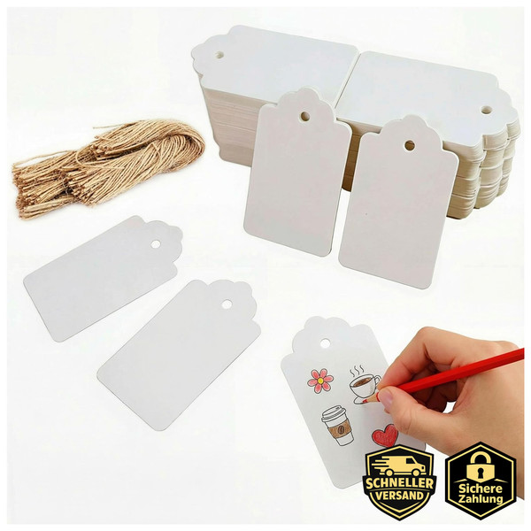 GeschenkanhäNger Kraftpapier Weiß 200 StüCk 7X4 Cm Etiketten FüR Geschenke-image