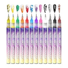 12 Colors Nail Art Pens Set, Nail Art Marker, Nail Doodle Pens, 0.5 MM Nail