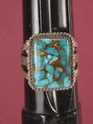 VTG Unisex Southwestern Indian Sterling Silver Ring w/Turquoise in Matrix SZ 13