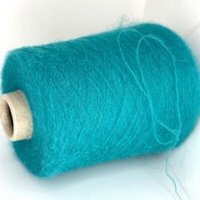 Turquoise Blue ALPACA WOOL FLUFFY Yarn on Cone LACE WEIGHT USA TARIFF FREE