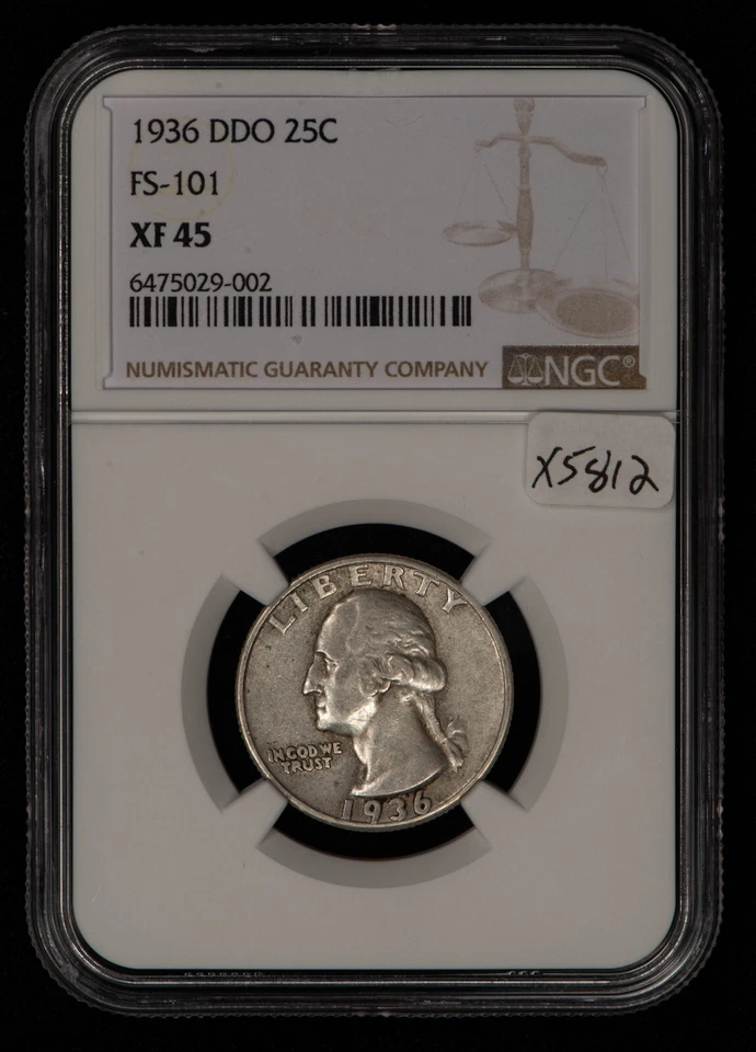 1936 DDO 25c Silver Washington Quarter - FS-101 - NGC XF 45 - SKU-X5812 - Image 2 of 4