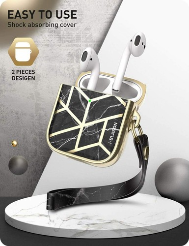 i-Blason Stylish Case for Apple AirPods 1st/2nd, 360° Full Body Cover with Strap - Picture 31 of 34