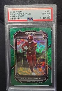 2022 Panini Prizm 321 Brian Robinson Jr. Green Scope 60/75 Gem Mint PSA 10 