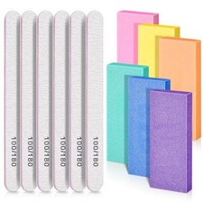 Nail Files and Buffers Set with 6PCS Rectangular Nail Buffers and 6PCS White